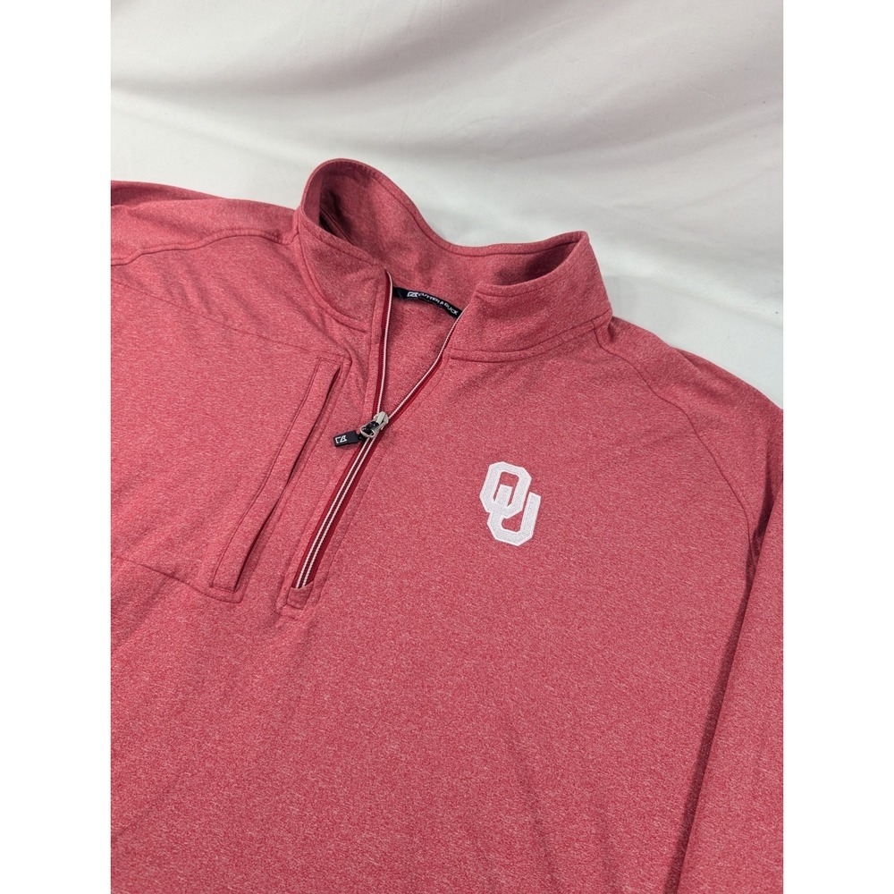 Cutter & Buck 5XB Pullover Adapt Eco Knit Quarter Zip Red Oklahoma Sooners Big